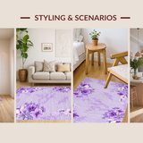 Ultra Soft Area Rug, Non Slip, Stain Resistant, Washable Area Rugs for Living Room, Bedroom, Purple Whimsical Curved Lines(Purple)