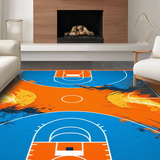 Ultra Soft Area Rug, Non Slip, Stain Resistant, Washable Area Rugs for Living Room, Bedroom, Energetic Blue and White Pattern(Orange)