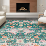Ultra Soft Area Rug, Non Slip, Stain Resistant, Washable Area Rugs for Living Room, Bedroom, Rustic Vintage Charm Composition(Green)
