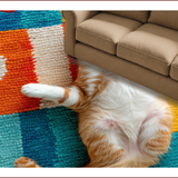 Ultra Soft Area Rug, Non Slip, Stain Resistant, Washable Area Rugs for Living Room, Bedroom, Vivid Cat-Themed Front Door Durable Outdoor Doormat(Orange)