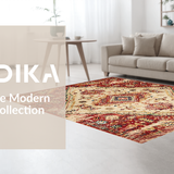 Ultra Soft Area Rug, Non Slip, Stain Resistant, Washable Area Rugs for Living Room, Bedroom, Cozy Earth Tone Motif(Red)