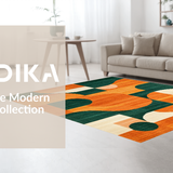 Ultra Soft Area Rug, Non Slip, Stain Resistant, Washable Area Rugs for Living Room, Bedroom, Playful Contemporary Geometric Fusion(Orange)