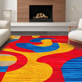 Ultra Soft Area Rug, Non Slip, Stain Resistant, Washable Area Rugs for Living Room, Bedroom, Striking Bold Circular Design(Red)