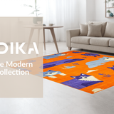 Ultra Soft Area Rug, Non Slip, Stain Resistant, Washable Area Rugs for Living Room, Bedroom, Colorful Cartoonish Wilderness Scene(Orange)
