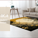 Ultra Soft Area Rug, Non Slip, Stain Resistant, Washable Area Rugs for Living Room, Bedroom, Artful Abstract Black Tones(Gold)