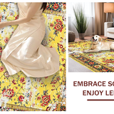 Ultra Soft Area Rug, Non Slip, Stain Resistant, Washable Area Rugs for Living Room, Bedroom, Chic Retro Floral Fusion(Yellow)