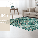 Ultra Soft Area Rug, Non Slip, Stain Resistant, Washable Area Rugs for Living Room, Bedroom, Charming Boho Floral Arrangement(Green)