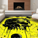 Ultra Soft Area Rug, Non Slip, Stain Resistant, Washable Area Rugs for Living Room, Bedroom, Bold Contrast Cartoon Skull Aesthetic(Yellow)