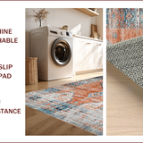 Ultra Soft Area Rug, Non Slip, Stain Resistant, Washable Area Rugs for Living Room, Bedroom, Stylish Modern Ethnic Patterns(Orange)