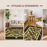 Ultra Soft Area Rug, Non Slip, Stain Resistant, Washable Area Rugs for Living Room, Bedroom, Luxurious Ornamental Geometric Composition(Gold)