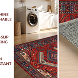 Ultra Soft Area Rug, Non Slip, Stain Resistant, Washable Area Rugs for Living Room, Bedroom, Contemporary Braided Tiled Aesthetic(Red)
