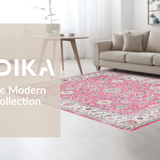 Ultra Soft Area Rug, Non Slip, Stain Resistant, Washable Area Rugs for Living Room, Bedroom, Unique Vintage Abstract Art Fusion(Pink)