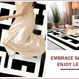 Ultra Soft Area Rug, Non Slip, Stain Resistant, Washable Area Rugs for Living Room, Bedroom, Geometric Black Stair Mats Slip Resistant Design(Black)