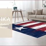 Ultra Soft Area Rug, Non Slip, Stain Resistant, Washable Area Rugs for Living Room, Bedroom, Rustic Vintage Flag Design(Red)