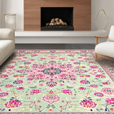 Ultra Soft Area Rug, Non Slip, Stain Resistant, Washable Area Rugs for Living Room, Bedroom, Unique Pastel Linear Composition(Ivory)