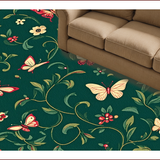 Ultra Soft Area Rug, Non Slip, Stain Resistant, Washable Area Rugs for Living Room, Bedroom, Artistic Floral Low Pile Living Room Rug(Green)