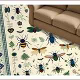 Ultra Soft Area Rug, Non Slip, Stain Resistant, Washable Area Rugs for Living Room, Bedroom, Artistic Insect Motif Soft Texture(Beige)