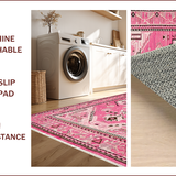 Ultra Soft Area Rug, Non Slip, Stain Resistant, Washable Area Rugs for Living Room, Bedroom, Chic Western Floral Aesthetic(Pink)