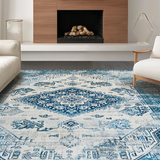 Contemporary Blue Gray Medallion Style(Blue)