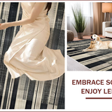 Ultra Soft Area Rug, Non Slip, Stain Resistant, Washable Area Rugs for Living Room, Bedroom, Rustic Natural Tone Patterned Textile(Black)