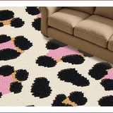 Ultra Soft Area Rug, Non Slip, Stain Resistant, Washable Area Rugs for Living Room, Bedroom, Rustic Leopard Print Living Room Rug(Beige)