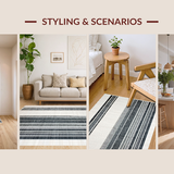 Ultra Soft Area Rug, Non Slip, Stain Resistant, Washable Area Rugs for Living Room, Bedroom, Classic Porch Layering Rug Graphic Stripe Design Entrance Accent Mat(Gray)