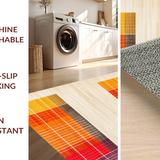 Ultra Soft Area Rug, Non Slip, Stain Resistant, Washable Area Rugs for Living Room, Bedroom, Playful Geometric Color Burst Design(Orange)
