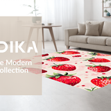 Ultra Soft Area Rug, Non Slip, Stain Resistant, Washable Area Rugs for Living Room, Bedroom, Charming Playful Fruit Motif(Red)