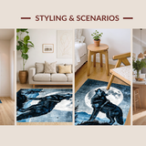 Ultra Soft Area Rug, Non Slip, Stain Resistant, Washable Area Rugs for Living Room, Bedroom, Rustic Gray Toned Animal Motif(Blue)
