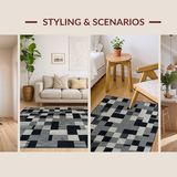 Ultra Soft Area Rug, Non Slip, Stain Resistant, Washable Area Rugs for Living Room, Bedroom, Playful Black and White Pattern(Gray)