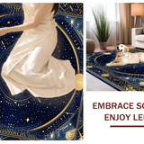 Ultra Soft Area Rug, Non Slip, Stain Resistant, Washable Area Rugs for Living Room, Bedroom, Vibrant Solar Symbolism Design(Blue)