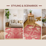 Ultra Soft Area Rug, Non Slip, Stain Resistant, Washable Area Rugs for Living Room, Bedroom, Cozy Abstract Earthy Hues(Red)