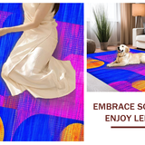 Ultra Soft Area Rug, Non Slip, Stain Resistant, Washable Area Rugs for Living Room, Bedroom, Artful Whimsical Curvilinear Shapes(Blue)