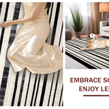 Ultra Soft Area Rug, Non Slip, Stain Resistant, Washable Area Rugs for Living Room, Bedroom, Black and White Striped Rug, Modern Design(Black)