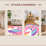 Ultra Soft Area Rug, Non Slip, Stain Resistant, Washable Area Rugs for Living Room, Bedroom, Fluffy Unicorn Shag(Red)