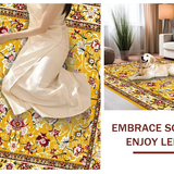 Ultra Soft Area Rug, Non Slip, Stain Resistant, Washable Area Rugs for Living Room, Bedroom, Radiant Earthy Tones with Blooms(Gold)