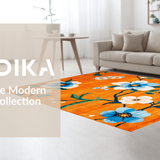 Ultra Soft Area Rug, Non Slip, Stain Resistant, Washable Area Rugs for Living Room, Bedroom, Eclectic Colorful Nature-Inspired Design(Orange)