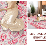 Ultra Soft Area Rug, Non Slip, Stain Resistant, Washable Area Rugs for Living Room, Bedroom, Elegant Vintage Petal Pattern(Pink)