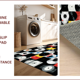 Ultra Soft Area Rug, Non Slip, Stain Resistant, Washable Area Rugs for Living Room, Bedroom, Monochrome Music Motif Decor(Black)