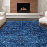 Ultra Soft Area Rug, Non Slip, Stain Resistant, Washable Area Rugs for Living Room, Bedroom, Elegant Scallop Carpet(Blue)