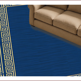 Ultra Soft Area Rug, Non Slip, Stain Resistant, Washable Area Rugs for Living Room, Bedroom, Elegant Greek Key Motif(Blue)