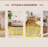 Ultra Soft Area Rug, Non Slip, Stain Resistant, Washable Area Rugs for Living Room, Bedroom, Vibrant Tribal Geometric Harmony(Yellow)