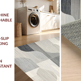 Ultra Soft Area Rug, Non Slip, Stain Resistant, Washable Area Rugs for Living Room, Bedroom, Refined Minimalist Wave Texture(Gray)