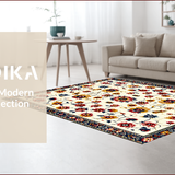Ultra Soft Area Rug, Non Slip, Stain Resistant, Washable Area Rugs for Living Room, Bedroom, Colorful Folk-Inspired Entryway Plush Area Rug(Ivory)