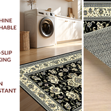 Ultra Soft Area Rug, Non Slip, Stain Resistant, Washable Area Rugs for Living Room, Bedroom, Artistic Black and Cream Fusion(Black)