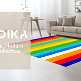 Ultra Soft Area Rug, Non Slip, Stain Resistant, Washable Area Rugs for Living Room, Bedroom, Playful Colorful Striped Arrangement(Red)