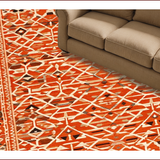 Ultra Soft Area Rug, Non Slip, Stain Resistant, Washable Area Rugs for Living Room, Bedroom, Vibrant Geometric Orange Elegance(Orange)