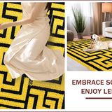 Ultra Soft Area Rug, Non Slip, Stain Resistant, Washable Area Rugs for Living Room, Bedroom, 3D Geometric Yoga Space Soft Washable Carpet(Gold)