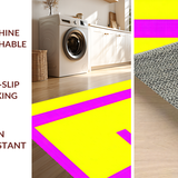 Ultra Soft Area Rug, Non Slip, Stain Resistant, Washable Area Rugs for Living Room, Bedroom, Dynamic 90s Inspired Geometric Fusion(Yellow)