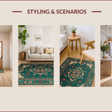 Ultra Soft Area Rug, Non Slip, Stain Resistant, Washable Area Rugs for Living Room, Bedroom, Rustic Tribal Warm Tones Design(Green)